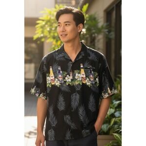 PACIFIC HAWAII Vintage Button Shirt Mens XL Casino Gambling‎ Poker Beer Party